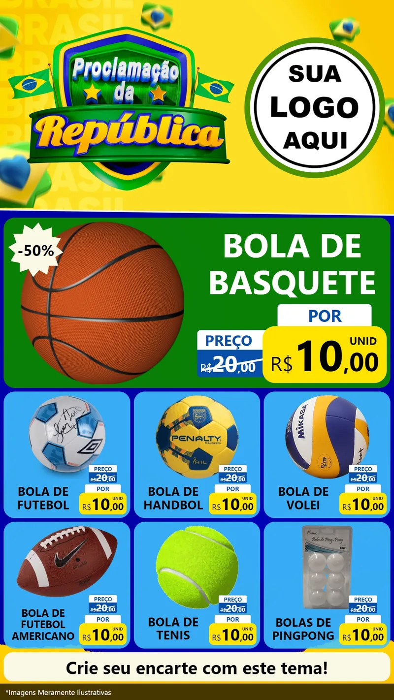 Modelo de Rede Social para Stories com o tema Proclamação da República para Artigos Esportivos