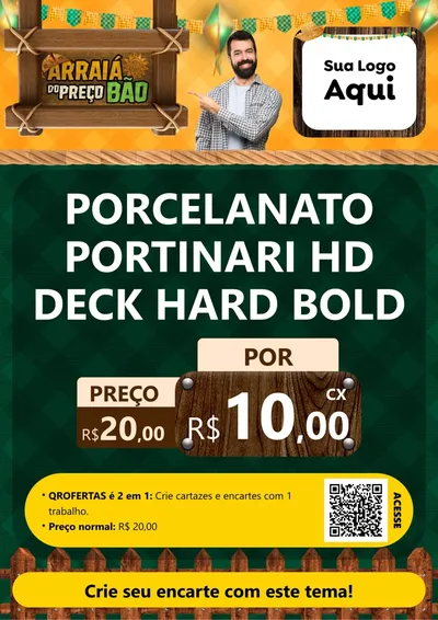 Modelo de Cartaz para Cartaz A4 Vertical com o tema Arraiá do preço bão para Pisos e revestimentos