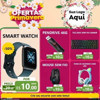 Modelo de Rede Social para Feed Facebook com o tema Ofertas de Primavera para Informática
