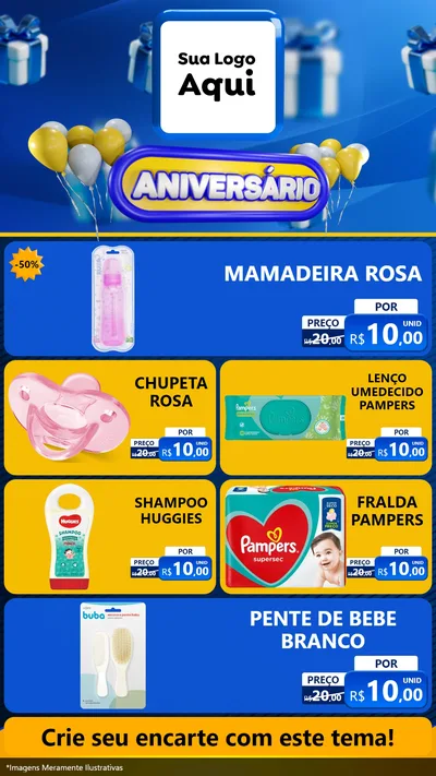 Modelo de TV para TV Vertical com o tema Aniversário para Bebês