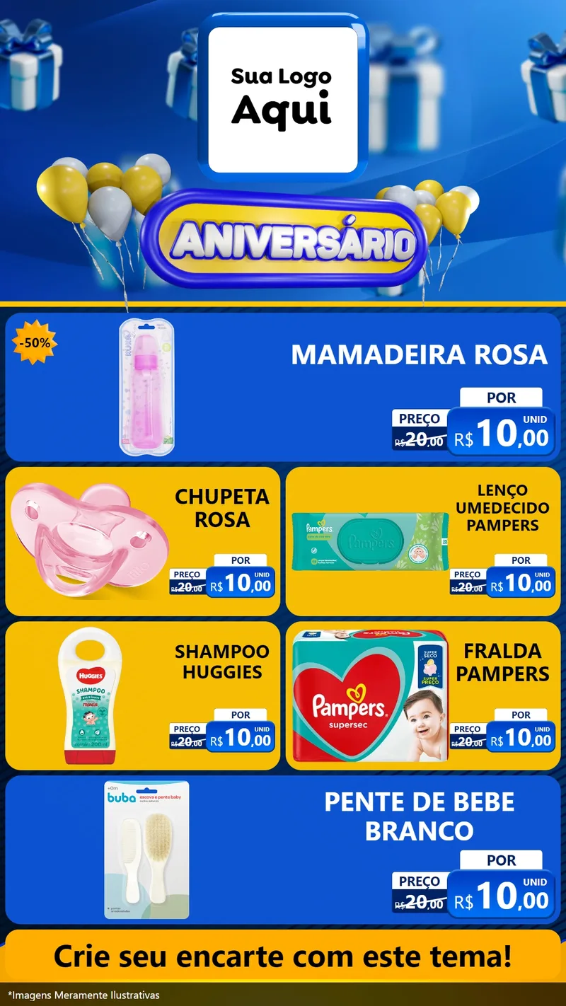 Modelo de TV para TV Vertical com o tema Aniversário para Bebês