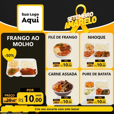 Modelo de Rede Social para Feed Facebook com o tema Setembro Amarelo para Restaurante