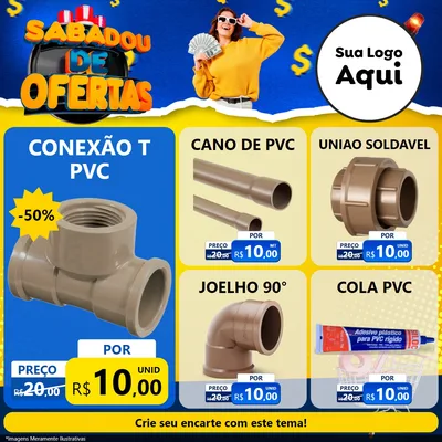 Modelo de Rede Social para Feed Facebook com o tema Sabadou de Ofertas para Tubos e conexões