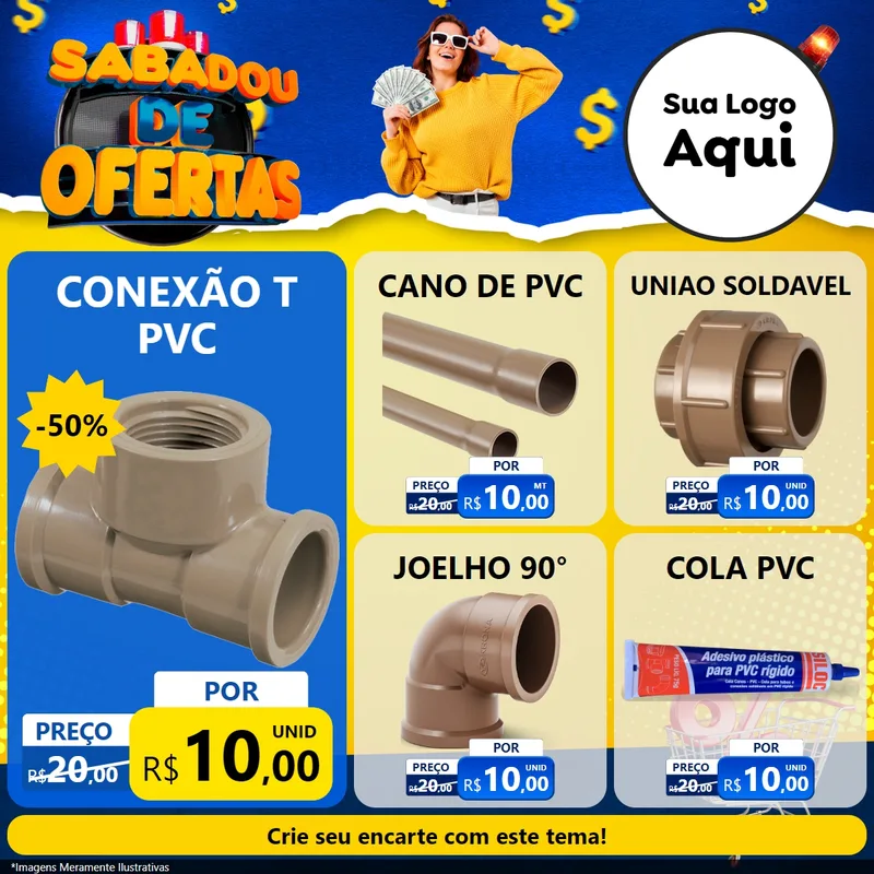 Modelo de Rede Social para Feed Facebook com o tema Sabadou de Ofertas para Tubos e conexões