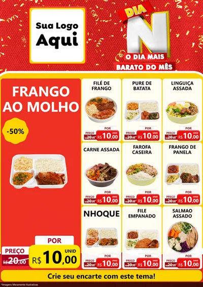 Modelo de Encarte para Encarte A4 Vertical com o tema Dia N o Dia Mais Barato do Mês para Restaurante