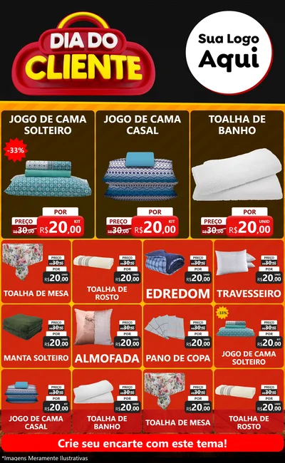 Modelo de Encarte para Encarte Grande com o tema Dia do Cliente para Cama, Mesa e Banho