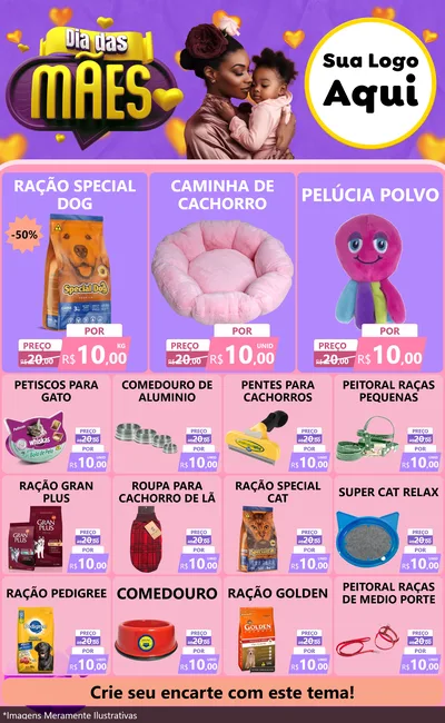 Modelo de Encarte para Encarte Grande com o tema Dia das Mães para Pet Shop