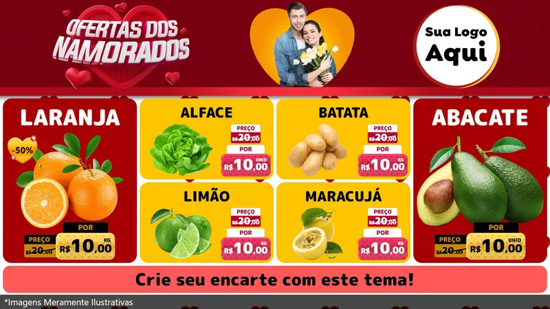 Modelo de TV para TV Horizontal com o tema Ofertas Dos Namorados para Hortifrúti