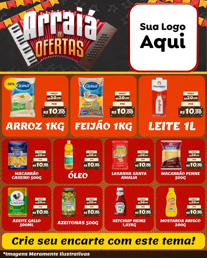 Modelo de Rede Social para Feed Instagram com o tema Arraiá de Ofertas - Junina para Supermercado