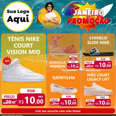 Modelo de Rede Social para Feed Facebook com o tema Janeiro de Promoção para Calçados