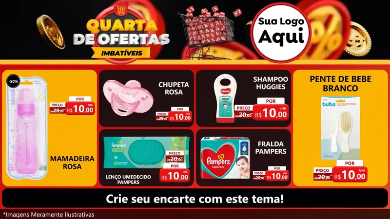 Modelo de TV para TV Horizontal com o tema Quarta de Ofertas Imbatíveis para Bebês