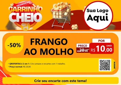 Modelo de Cartaz para Cartaz A4 Horizontal com o tema Promoção carrinho cheio para Restaurante