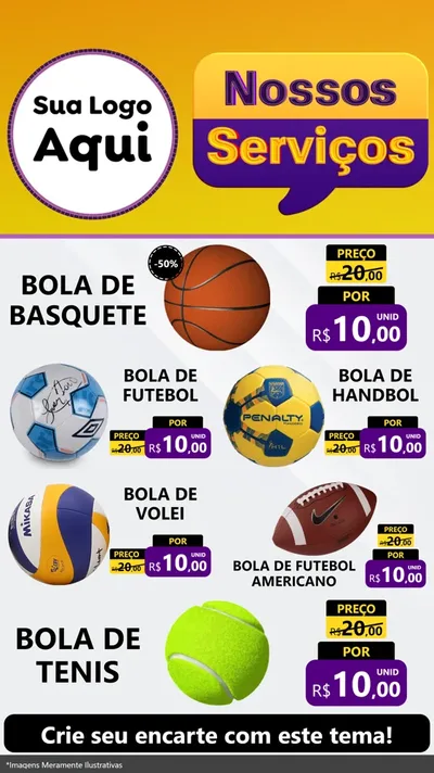 Modelo de TV para TV Vertical com o tema Nossos Serviços para Artigos Esportivos