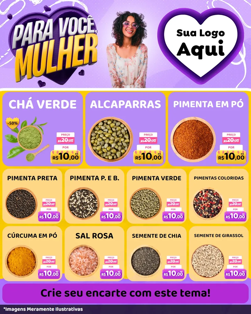 Modelo de Rede Social para Feed Instagram com o tema Para Você, Mulher para Produtos Naturais