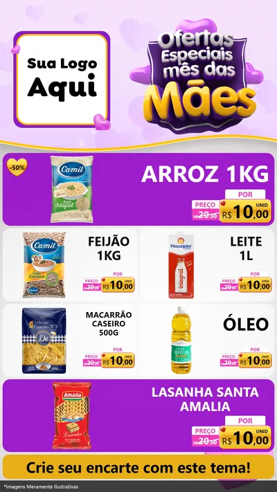 Modelo de TV para TV Vertical com o tema Ofertas Especiais - Mês das Mães para Supermercado