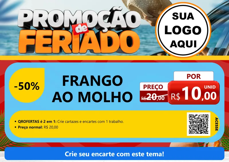Modelo de Cartaz para Cartaz A4 Horizontal com o tema Promoção de Feriado para Restaurante