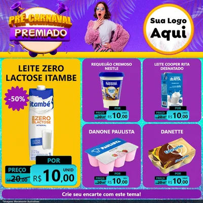 Modelo de Rede Social para Feed Facebook com o tema Pré-Carnaval Premiado para Frios e Laticínios
