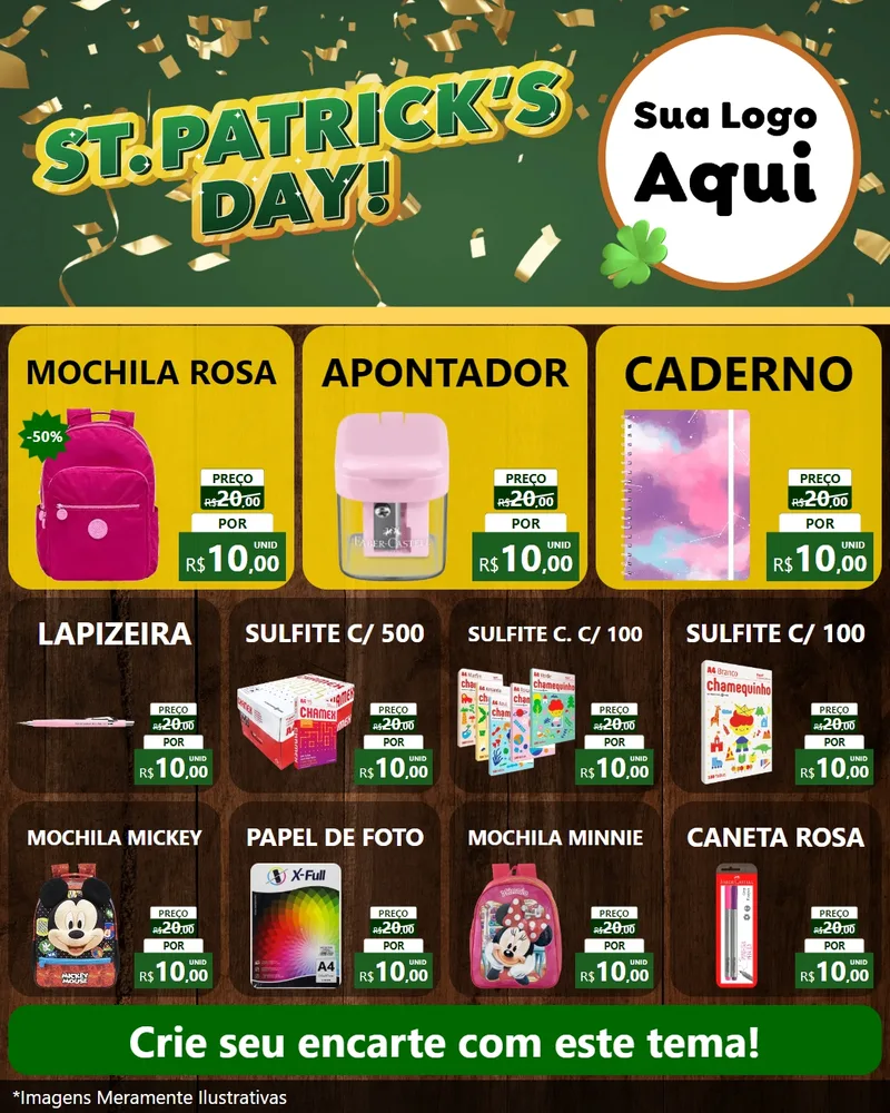 Modelo de Rede Social para Feed Instagram com o tema St Patriks Day para Papelaria