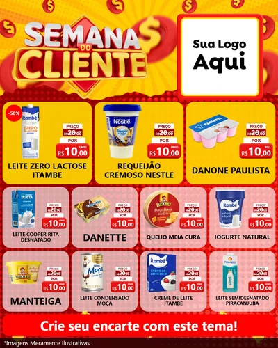 Modelo de Rede Social para Feed Instagram com o tema Semana do Cliente para Frios e Laticínios