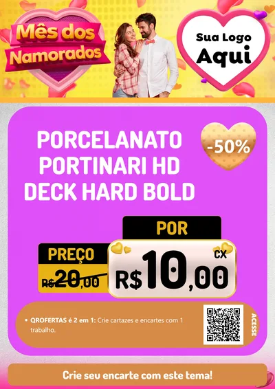 Modelo de Cartaz para Cartaz A4 Vertical com o tema Mês dos Namorados para Pisos e revestimentos