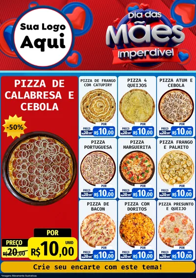 Modelo de Encarte para Encarte A4 Vertical com o tema Dia Das Mães Imperdível para Pizzaria