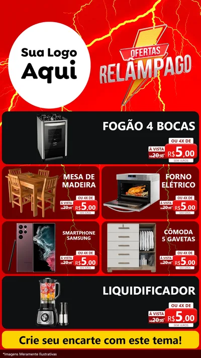 Modelo de TV para TV Vertical com o tema Ofertas Relâmpago para Móveis e Eletro