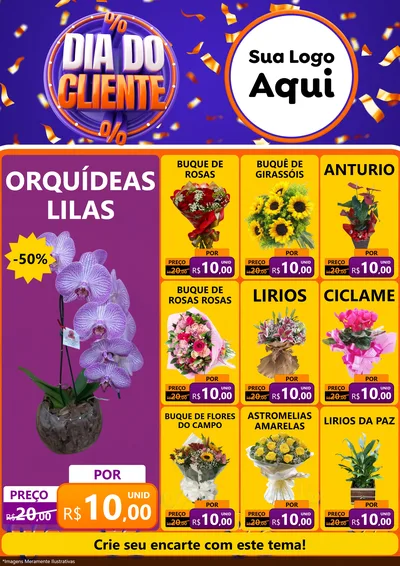 Modelo de Encarte para Encarte A4 Vertical com o tema Dia do Cliente para Floricultura e jardim