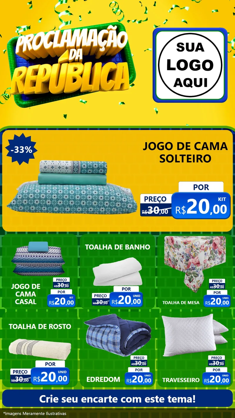 Modelo de Rede Social para Stories com o tema Proclamação da República para Cama, Mesa e Banho