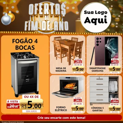 Modelo de Rede Social para Feed Facebook com o tema Ofertas de Fim de Ano para Móveis e Eletro