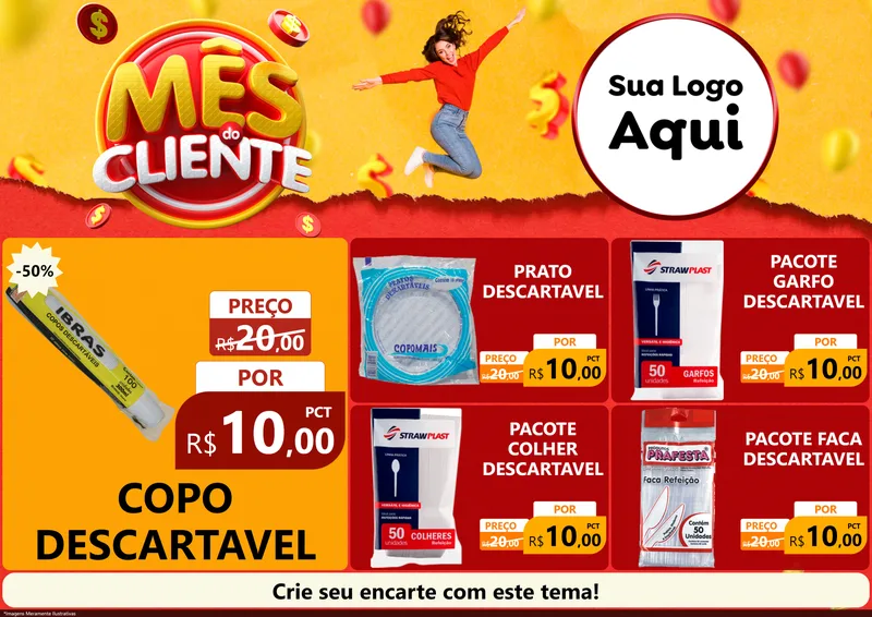 Modelo de Encarte para Encarte A4 Horizontal com o tema Mês do Cliente para Embalagens