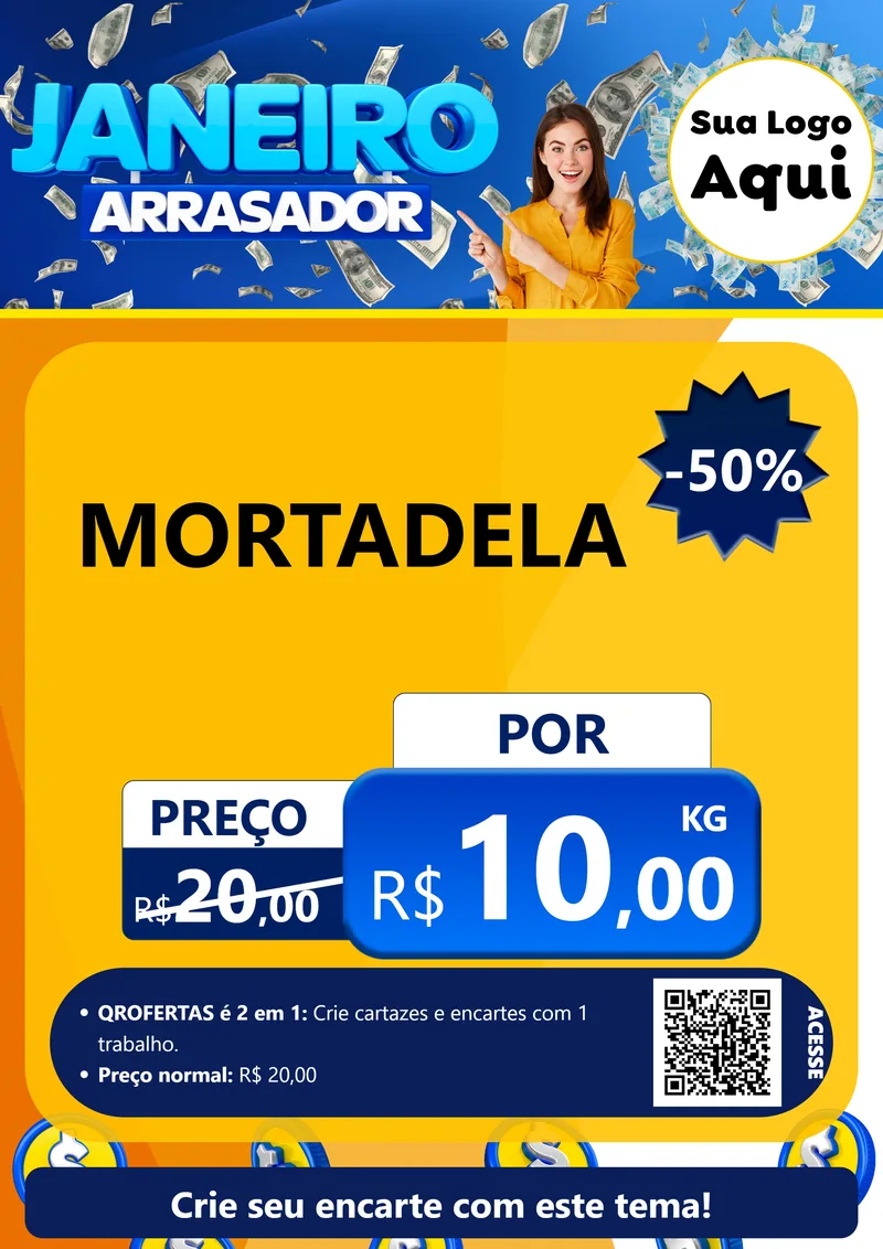 Modelo de Cartaz para Cartaz A4 Vertical com o tema Janeiro Arrasador para Frios e Laticínios