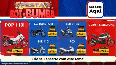 Modelo de TV para TV Horizontal com o tema Festa Boi Bumbá para Concessionaria de Motos