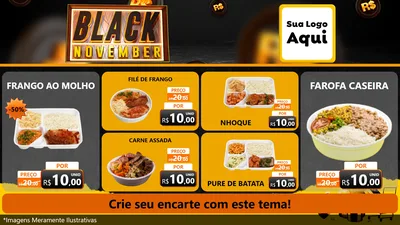 Modelo de TV para TV Horizontal com o tema Black November para Restaurante