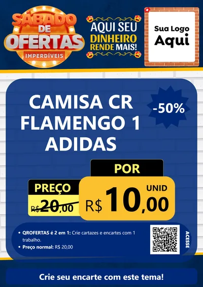 Modelo de Cartaz para Cartaz A4 Vertical com o tema Sábado de Ofertas Imperdíveis para Roupas e acessórios