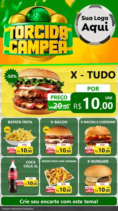 Modelo de Rede Social para Stories com o tema Torcida Campeã - Copa para Hamburgueria