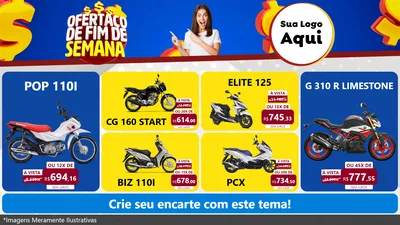 Modelo de TV para TV Horizontal com o tema Ofertaço de Fim de Semana para Concessionaria de Motos