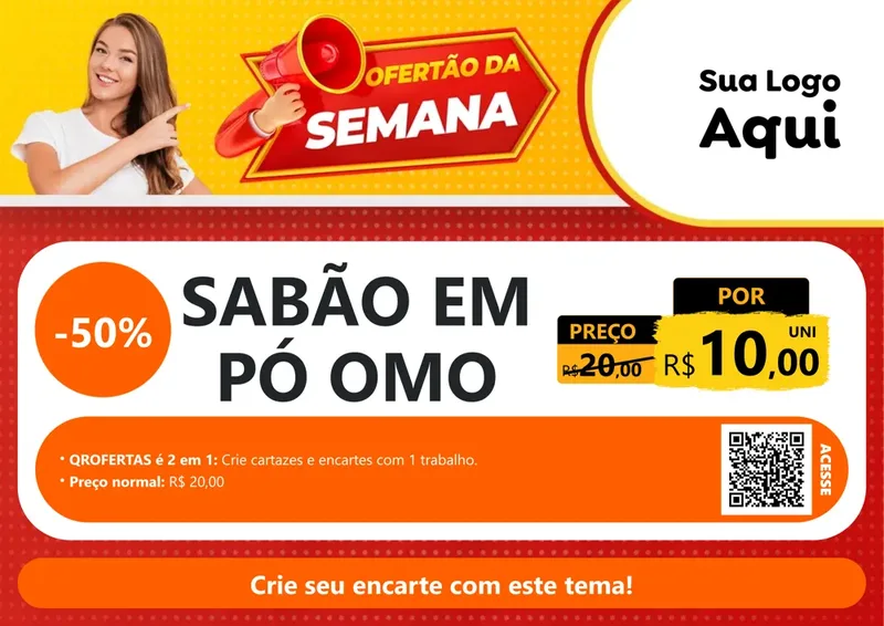 Modelo de Cartaz para Cartaz A4 Horizontal com o tema Ofertão da Semana para Produtos de Limpeza