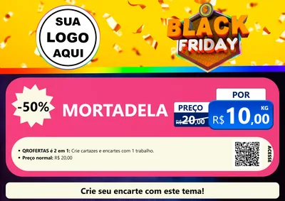 Modelo de Cartaz para Cartaz A4 Horizontal com o tema Black Friday para Frios e Laticínios