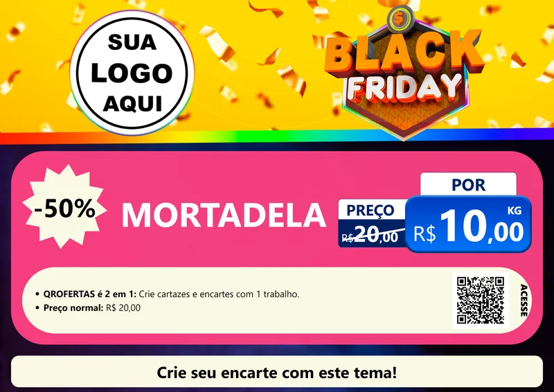 Modelo de Cartaz para Cartaz A4 Horizontal com o tema Black Friday para Frios e Laticínios