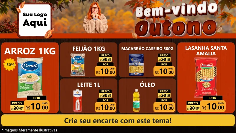 Modelo de TV para TV Horizontal com o tema Bem-vindo Outono para Supermercado