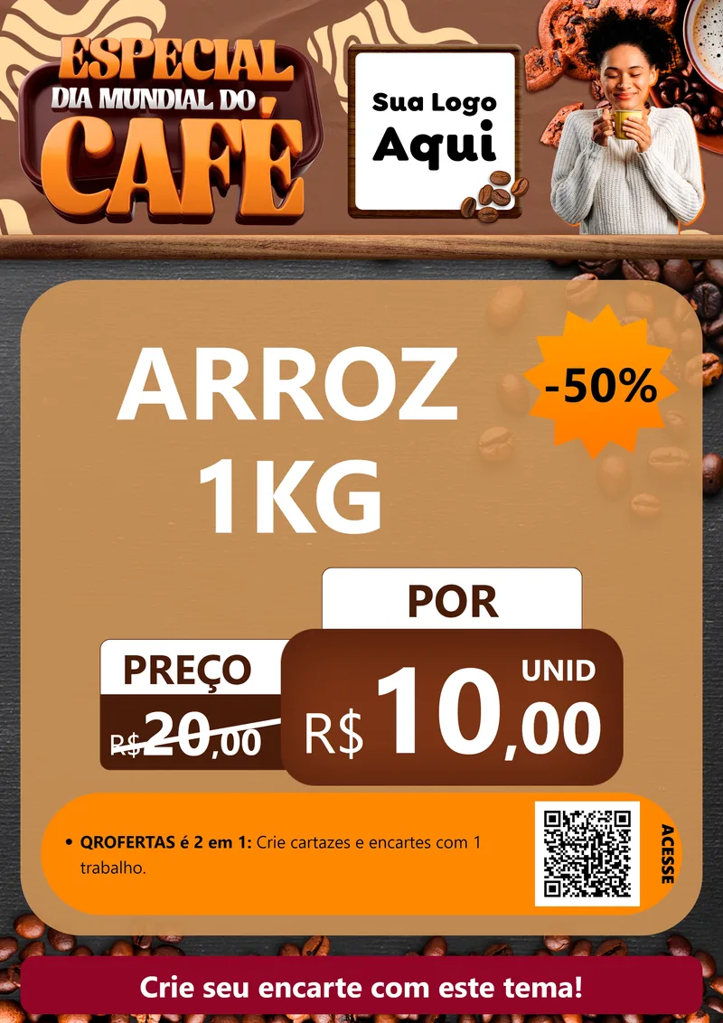 Modelo de Cartaz para Cartaz A4 Vertical com o tema Especial Dia Mundial do Café para Supermercado