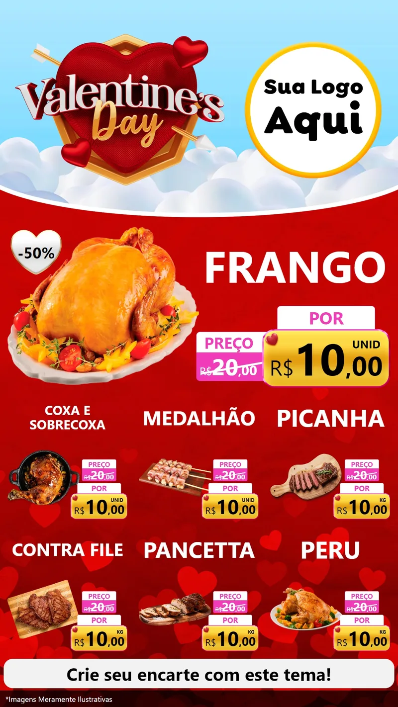Modelo de Rede Social para Stories com o tema Valentine's Day para Assados