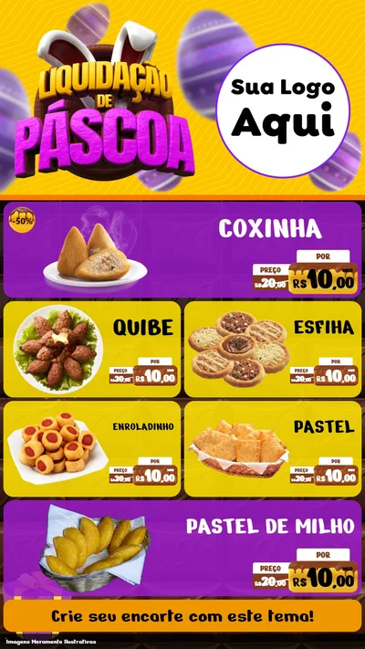Modelo de TV para TV Vertical com o tema Liquidação de Páscoa para Salgadaria