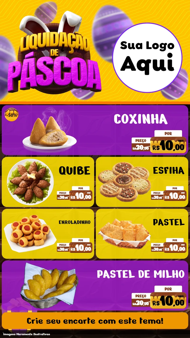 Modelo de TV para TV Vertical com o tema Liquidação de Páscoa para Salgadaria