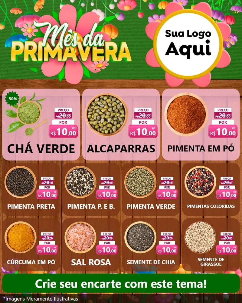 Modelo de Rede Social para Feed Instagram com o tema Mês da Primavera para Produtos Naturais