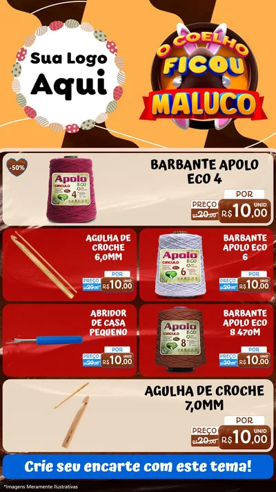 Modelo de TV para TV Vertical com o tema O Coelho Ficou Maluco - Páscoa para Armarinho e Aviamentos