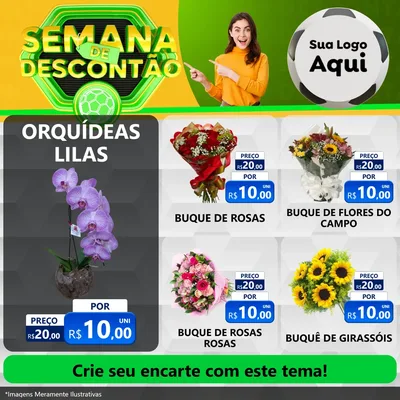 Modelo de Rede Social para Feed Facebook com o tema Semana de Descontão - Copa para Floricultura e jardim