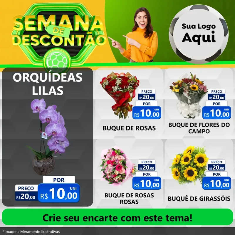 Modelo de Rede Social para Feed Facebook com o tema Semana de Descontão - Copa para Floricultura e jardim