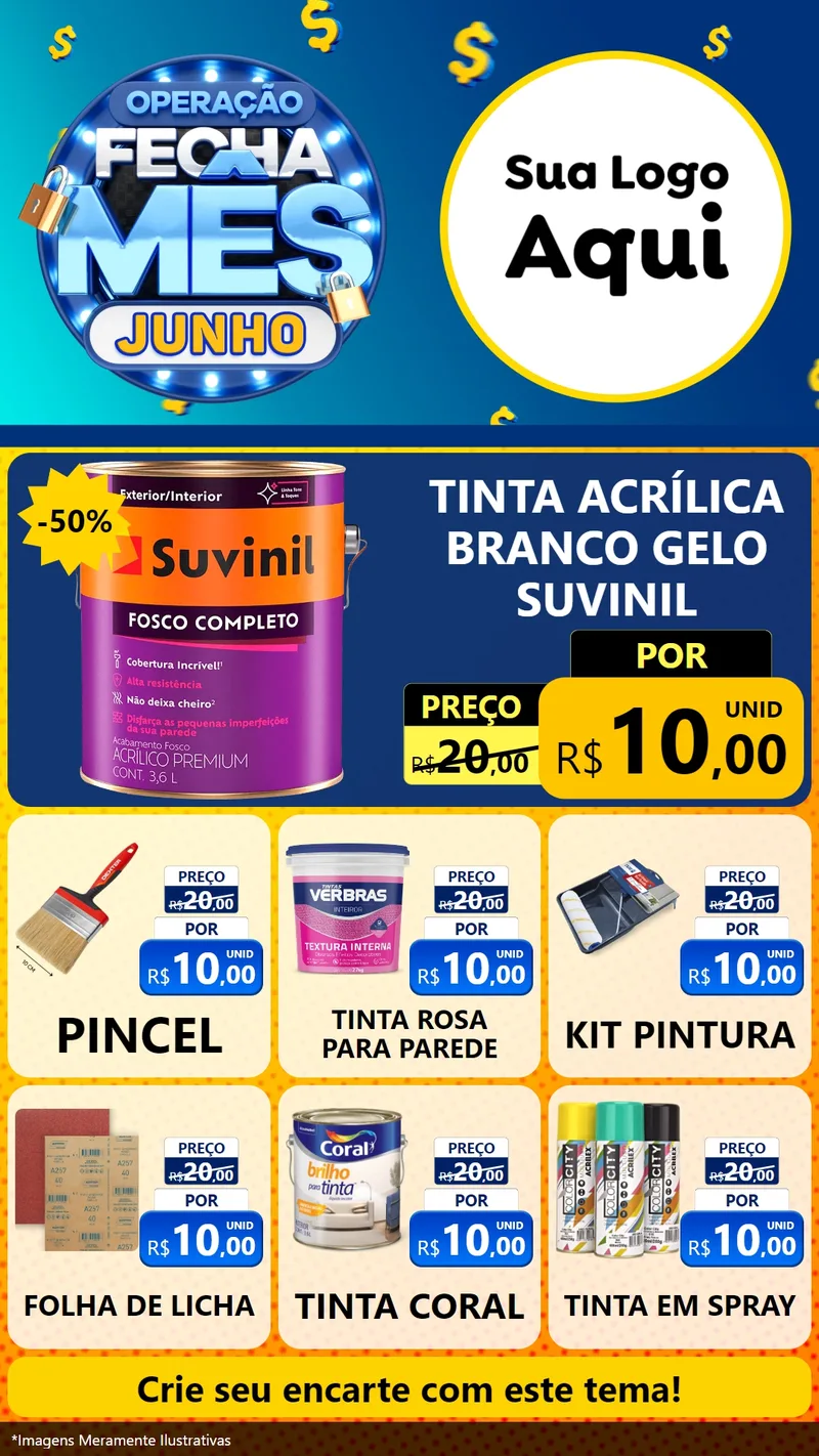 Modelo de Rede Social para Stories com o tema Operação Fecha Mês, Junho para Tintas e Ferramentas