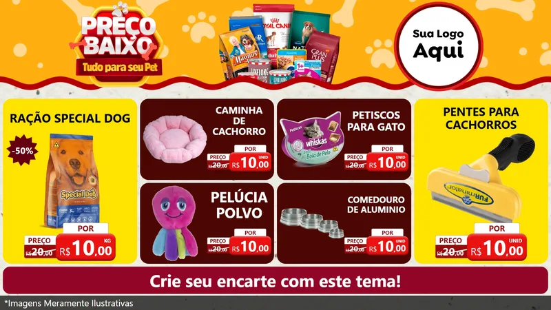 Modelo de TV para TV Horizontal com o tema Preço Baixo - Tudo Para Seu Pet para Pet Shop